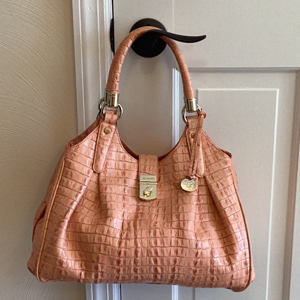 Elegant Pink Crocodile-Embossed Handbag